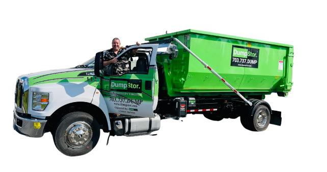 DumpStor driver and delivery truck